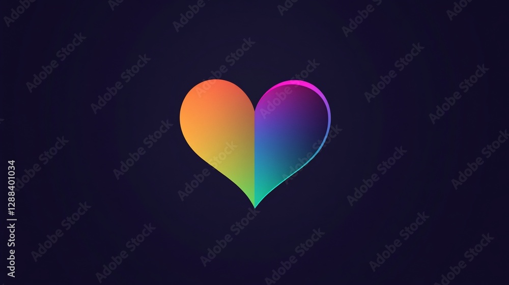 Poster a vibrant heart graphic with a smooth gradient on a dark background creates a striking visual
