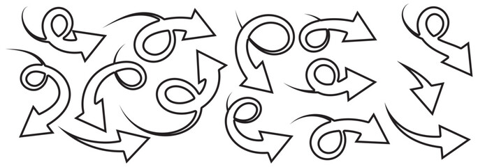 Elegant arrows set for business plan, presentation and education. Sign, Symbol, Hand drawn arrow collection. EPS 10.