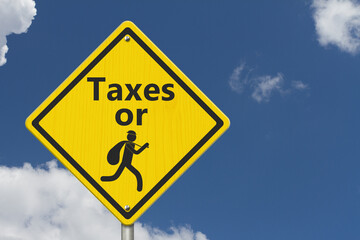 Taxes or Theft warning with thief sign