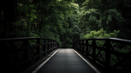 Obraz premium Distant Bridge on Black Road