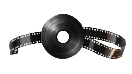 Dynamic film reel animation on transparent background png format for creative design use in white environment