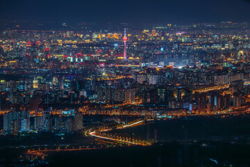 Overlooking Beijing Central Radio and TV Tower at night