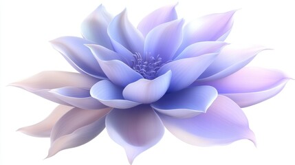 A delicate translucent purple flower with soft petals floating against a clean white background, radiating elegance and simplicity.