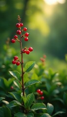 Obraz premium Low-growing shrub with long stems and berries,, long stems