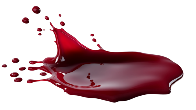 Red liquid splash on transparency background png format artistic visual exploration studio setting high angle view