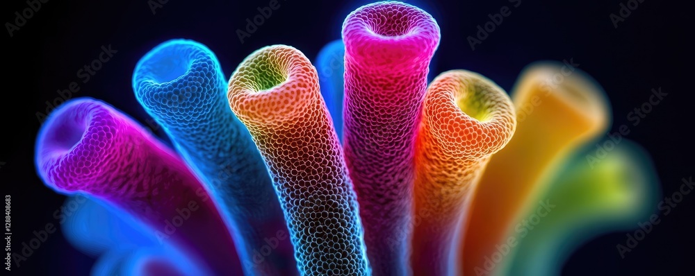 Poster weathering process concept. colorful, abstract representation of cellular structures in vibrant hues
