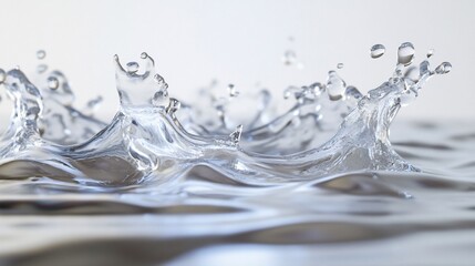 Water splash, droplet impact, liquid surface, background blur, purity concept