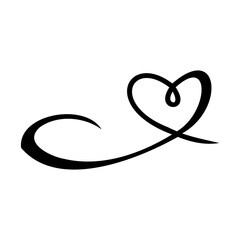 Flourish swirl ornate decoration for pointed pen ink calligraphy style curl for lettering, vector