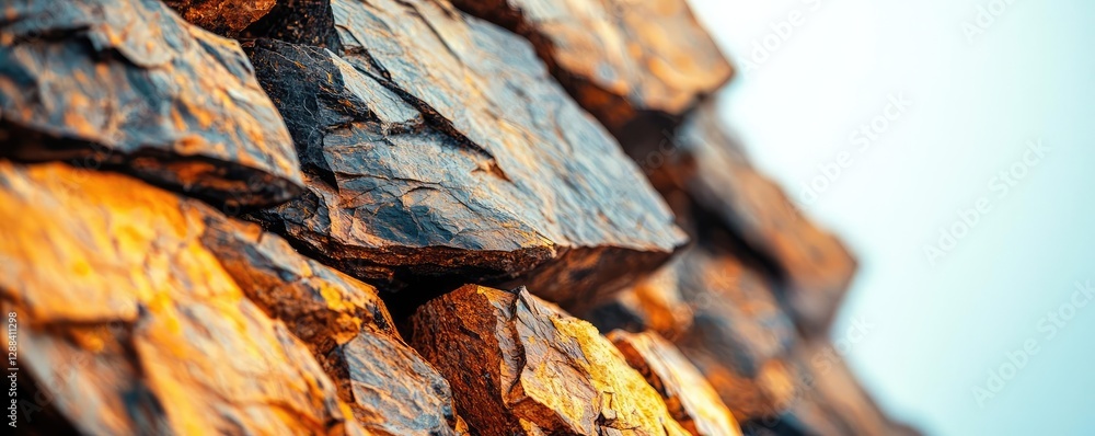 Poster weathering process concept. close-up of a textured rock surface showcasing natural patterns and colo