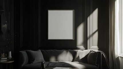 Blank Poster Frame Mockup in Scandinavian Living Room Design