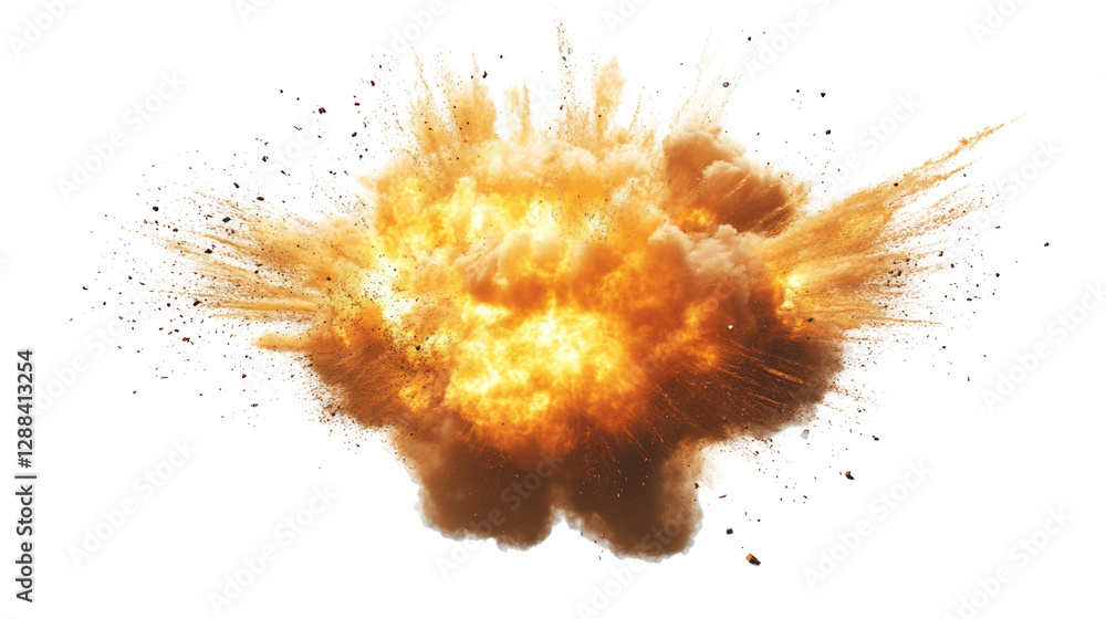 Poster dynamic explosion effect transparency background png format high-impact visuals white space concept