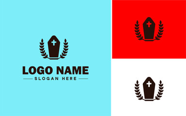 Funeral Services icon Mortuary services Burial arrangements Funeral arrangements flat logo sign symbol editable vector