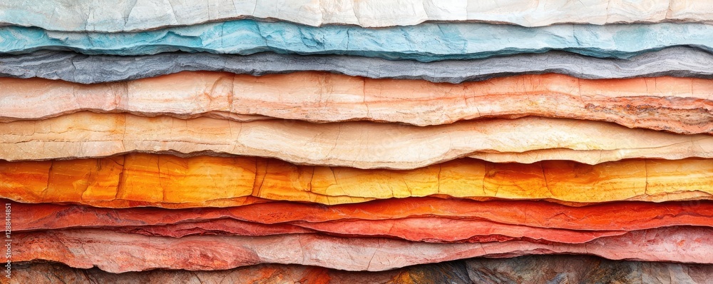 Poster weathering process concept. a vibrant collection of layered paper showcasing various colors and text