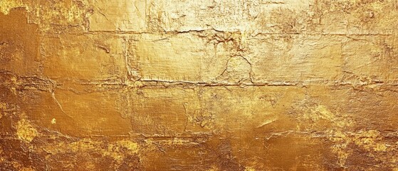 Obraz premium Aged gold brick wall with weathered texture, rustic yet sophisticated minimalism