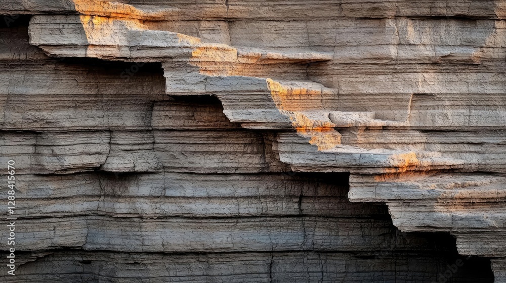 Poster weathering process concept. a close-up of layered rock formations showcasing unique textures and col