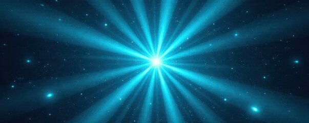 Fototapeta premium Cyan starburst radiating outwards, bright backdrop , art, gradient, abstract