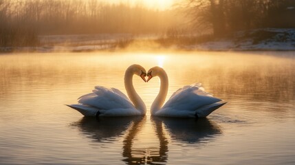Sunrise Swans: A Heart of Gold