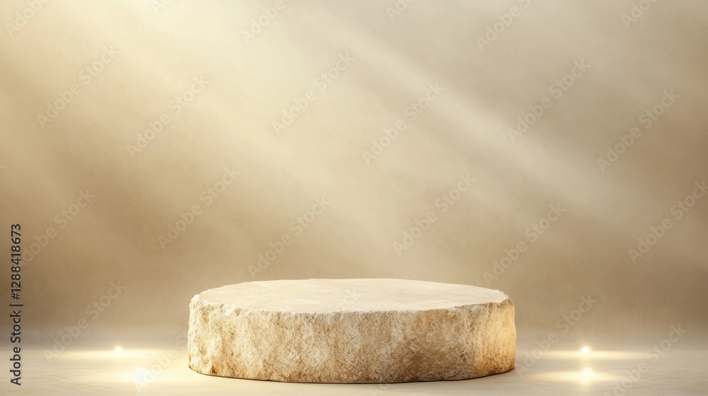 Aufkleber minimalist stone display textured podium on cream gradient - modern luxe aesthetic for product launc