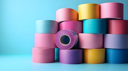 Colorful Stacks of Washi Tapes Arranged in a Minimalist Style Ideal for Crafts Scrapbooking Planners and Stationery Decor  Japanese Paper Tape in Various Patterns and Textures