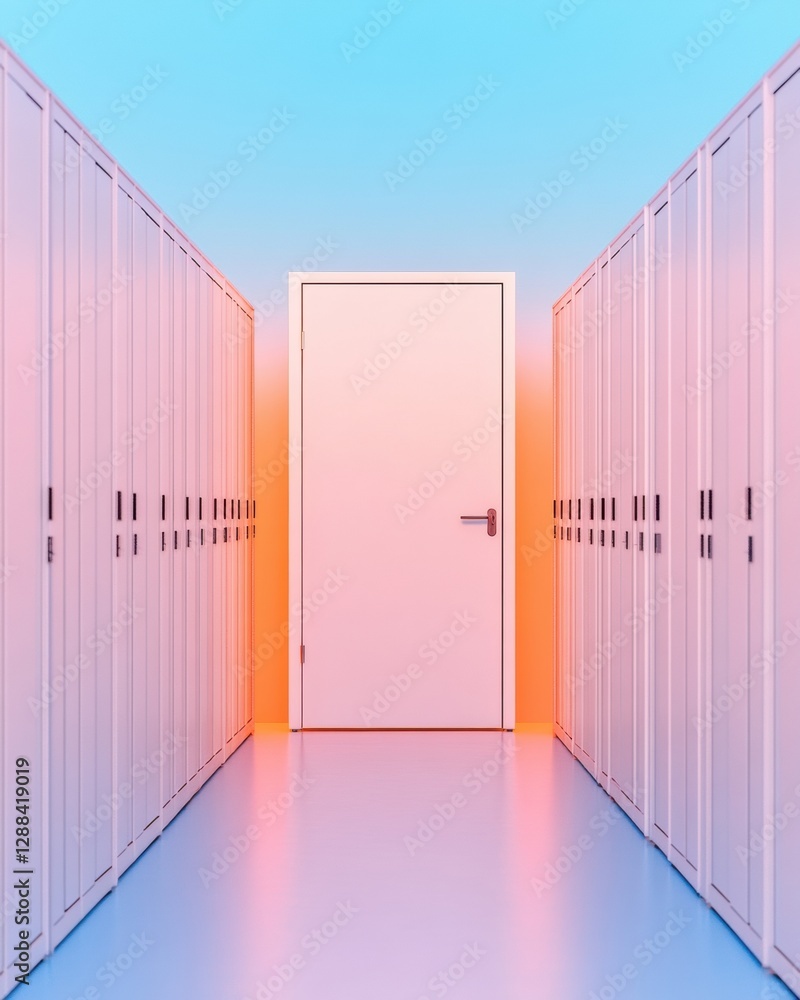 Aufkleber Futuristic Data Center Aesthetic Illuminated Server Racks Corridor with LED Display - Enterprise Infrastructure Design and Secure Digital Storage Solution for Tech Innovation