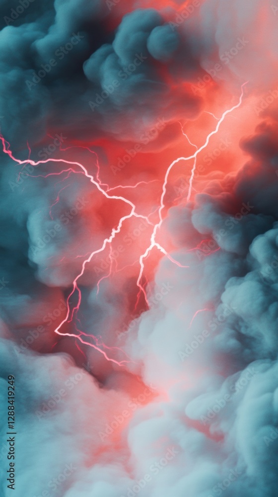 Aufkleber electric night sky vibrant lightning storm patterns in moody cloudscape - atmospheric visual content