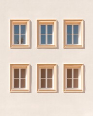 Minimalist Architecture Facade Symmetrical Windows on Smooth Stucco - Urban Property Maintenance and Modern Design Content for Real Estate Marketing