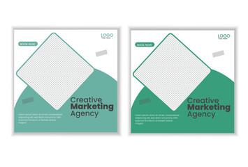 Set of Editable square business web banner design template. Suitable for social media post, instragram story and web ads. Vector illustration with Space to add pictures.