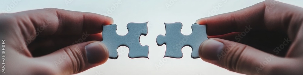 Aufkleber minimalist connection imagery hands with puzzle pieces symbolizing teamwork and collaboration - vers