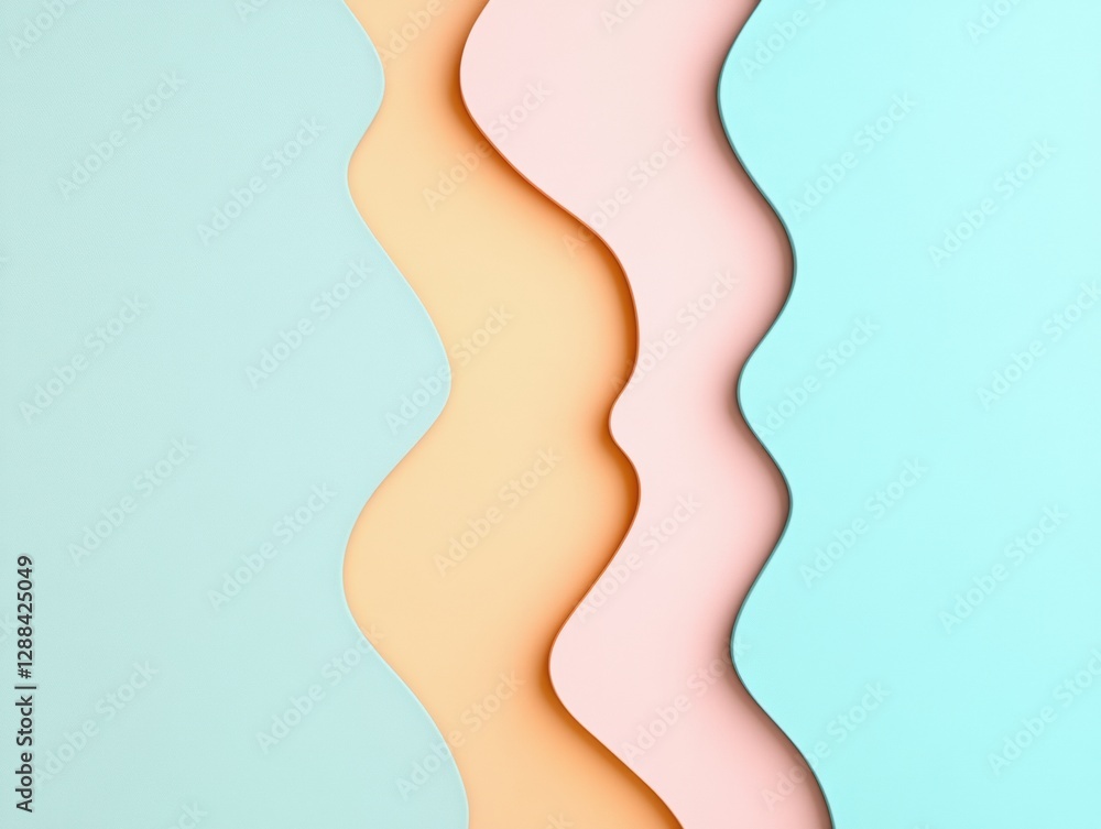 Aufkleber contemporary pastel abstract wave patterns on textured surfaces - modern design aesthetics for creat
