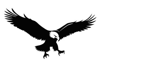 Fototapeta premium Flying Eagle Silhouette in Monochrome Vector Art
