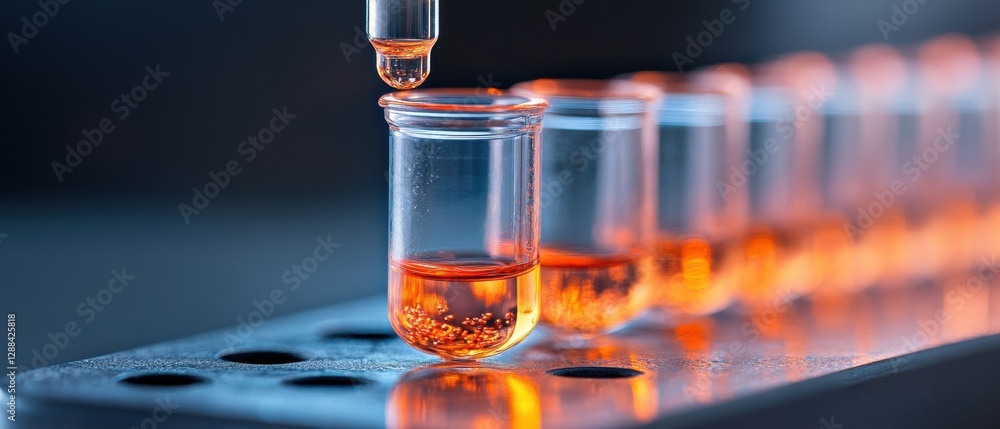 Poster futuristic genomic analysis sleek glass tubes and precision electrophoresis setup - innovative biote