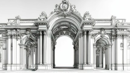 Naklejka premium Grand ornate archway, architectural masterpiece, elegant design.