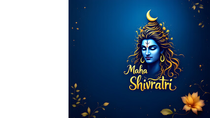 Happy Maha Shivratri Greeting with Lord Shiva Illustration on Blue Background &ndash; Spiritual Hindu Festival Design