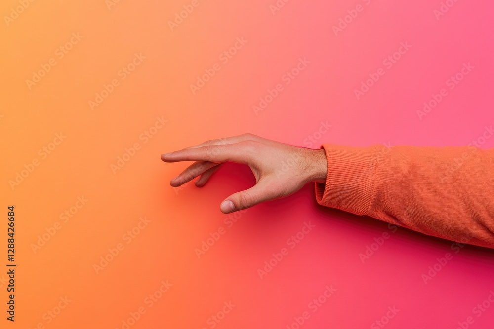 Poster illusory gradient hand art minimalist color transition on precision canvas for tech marketing and vi