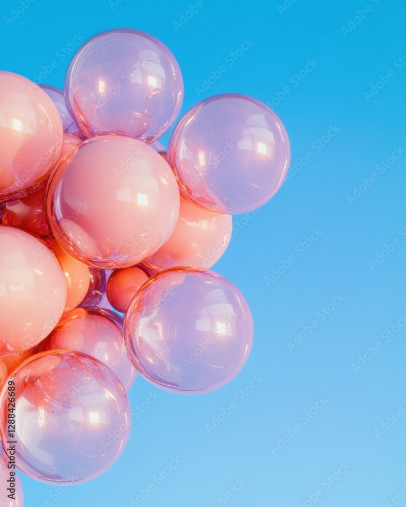 Poster Iridescent Sphere Gradient Showcase Surreal Pastel Bubbles with Minimal Studio Lighting for Tech and Design Inspiration - Innovative Visual Content Creation