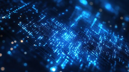 3D render of abstract background with metal cubes and glowing lights