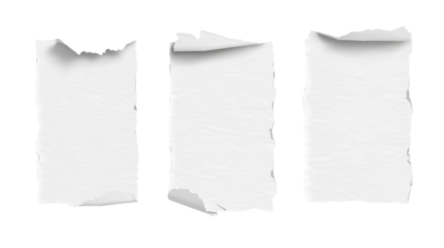 Torn edges blank paper with transparent background png for use in graphic design