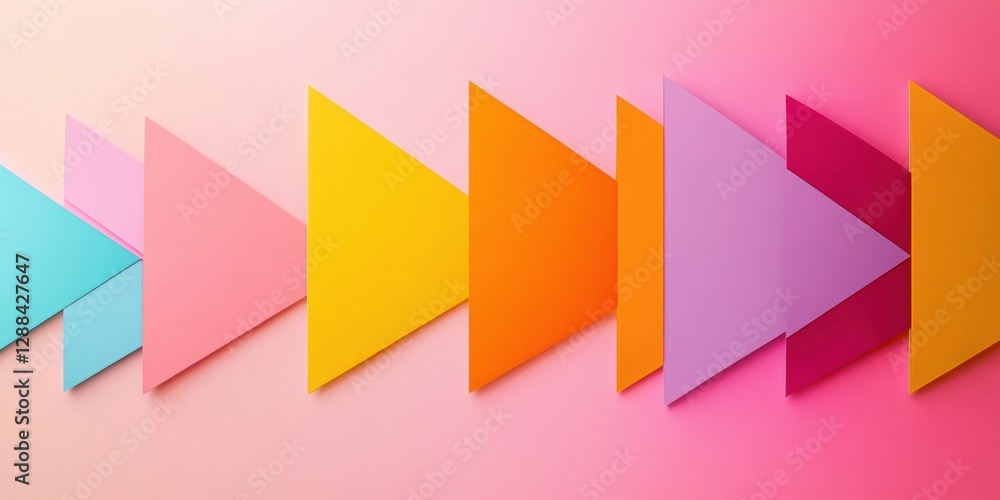 Aufkleber vibrant origami-inspired graph arrows multicolor geometric display on gradient surface for dynamic b