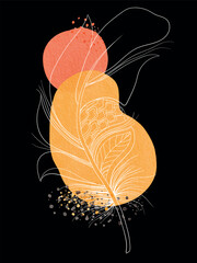 Hand drawn abstract leaf watercolor illustration.