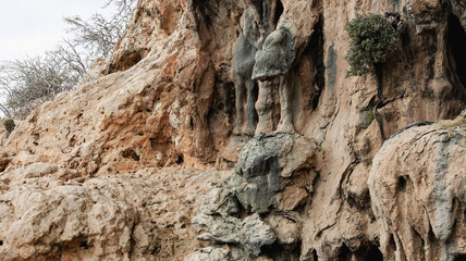Obraz premium Explore unique natural formations on Socotra Island with ancient sculptures and coastal views