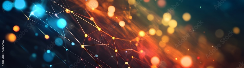 Poster Mesmerizing abstract design of vibrant lights intricate patterns and dynamic connections evoking a sense of technological advancement and scientific through the vastness of the cosmos