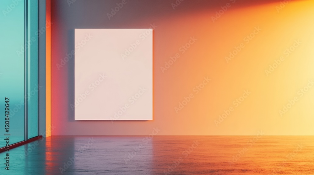 Poster minimalist digital office sleek white glass wall with polished display - tech-driven ambient led des