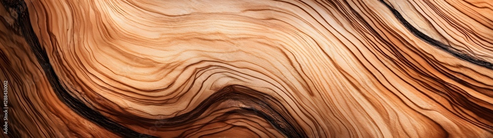 Poster Mesmerizing abstract wood grain texture with dynamic waves and flowing curves  Earthy brown and tan tones create a natural organic background for digital art wallpaper or decorative design
