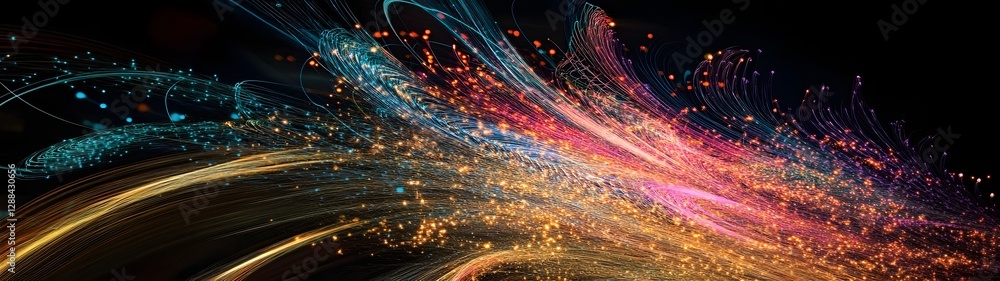 Poster mesmerizing and visually stunning digital artwork depicting a vibrant explosive burst of colorful ir