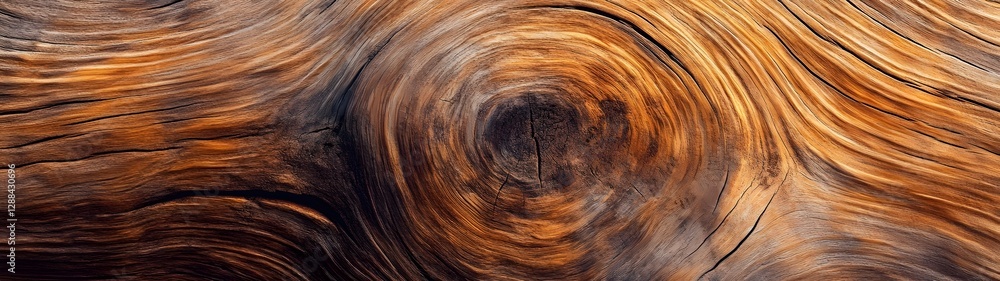 Poster mesmerizing close up of a weathered wooden surface featuring a dynamic swirling pattern of concentri