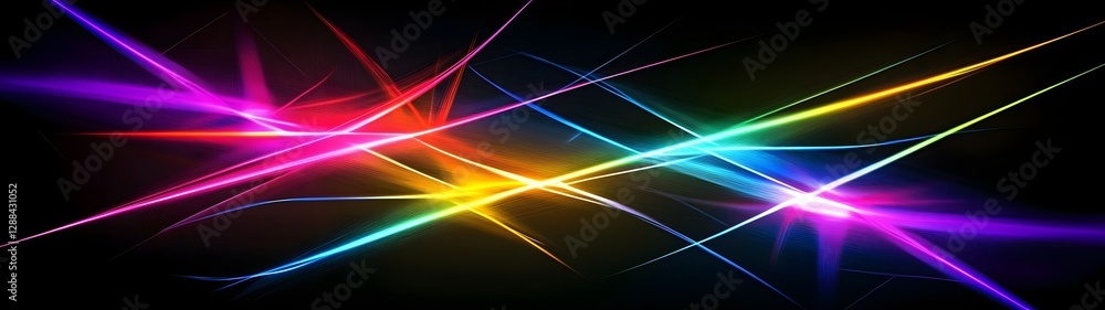 Poster Mesmerizing Cosmic Fractal Light Glow   Vibrant neon energetic digital abstract backdrop with dynamic colorful lights luminous shapes and hypnotic flowing energy patterns