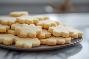 A plate of shortbread biscuits generative AI