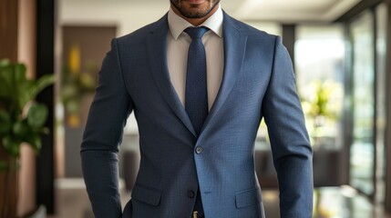 Professional man in a suit walking towards a meeting room