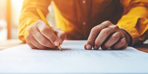 Sleek Architectural Blueprint Design Precision Drawing with Graphite in Professional Workspace - Engineering Accuracy and Digital Documentation for Modern Construction Innovation