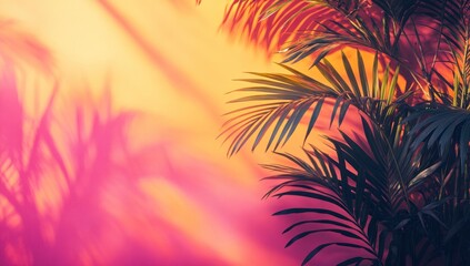 Vibrant Tropical Leaves on Bright nature Background
